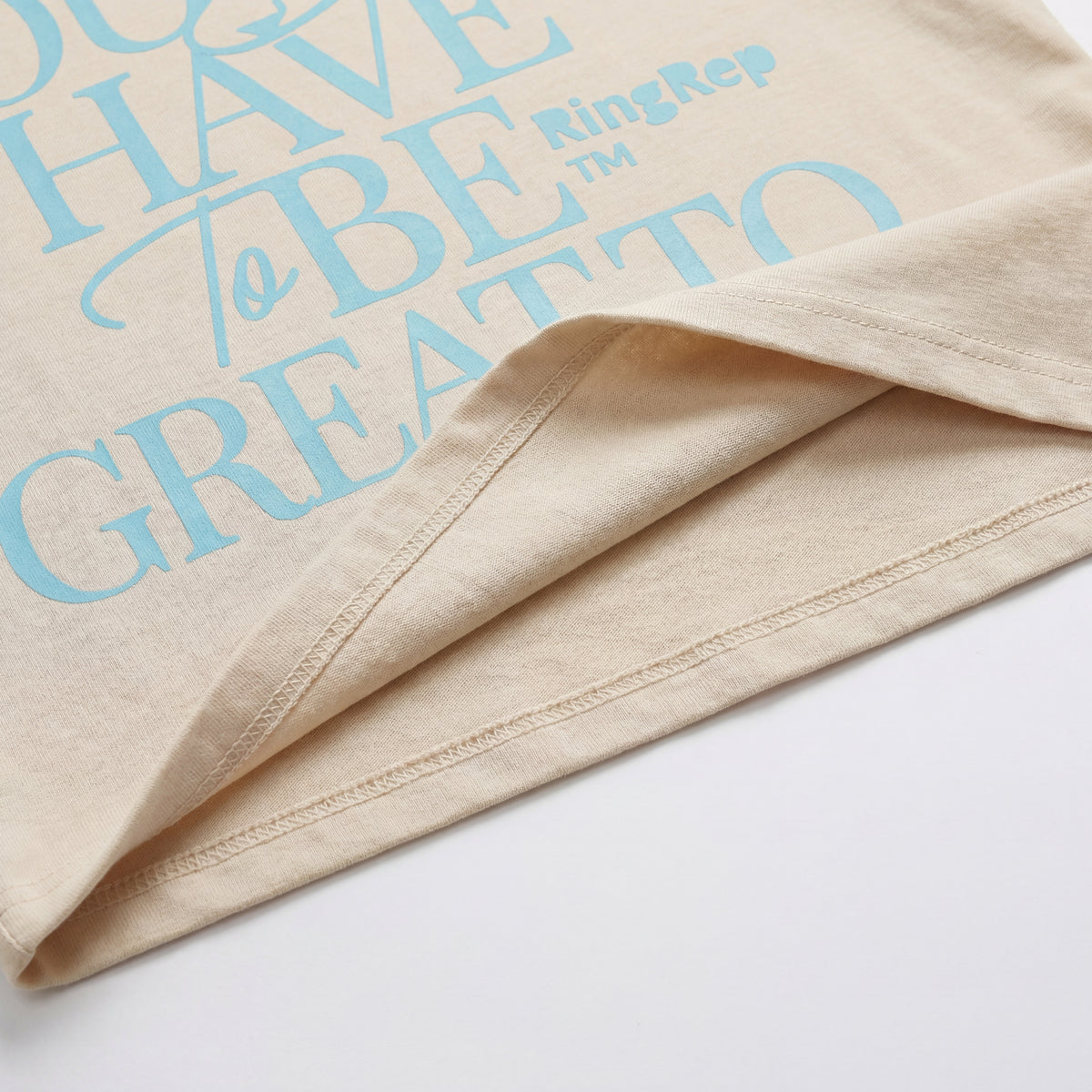 PRE ORDER "You Don't Have To Be Great To Start" Oversized Tee – Cream/Sky Blue