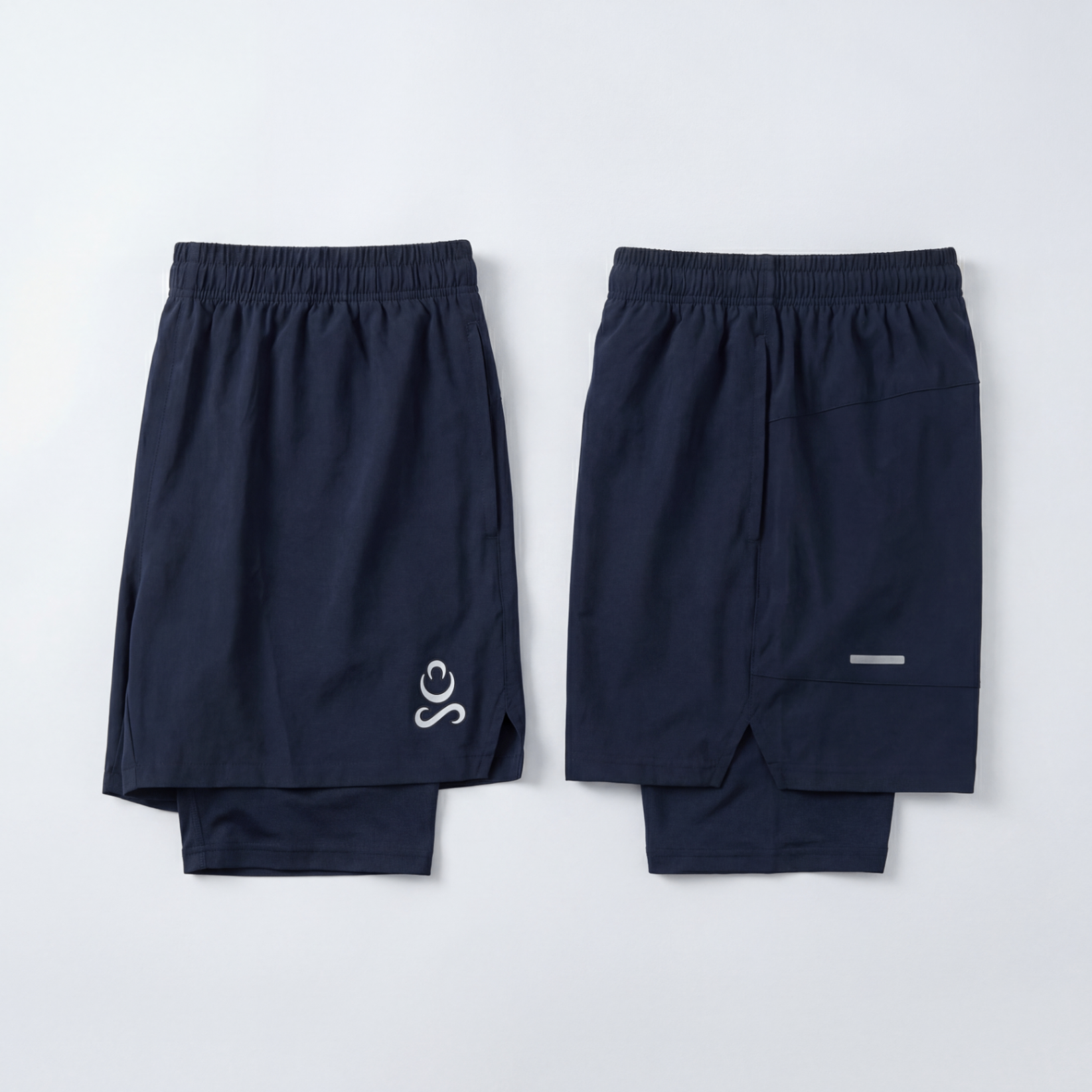 2 in 1 Shorts Black navy flat lay